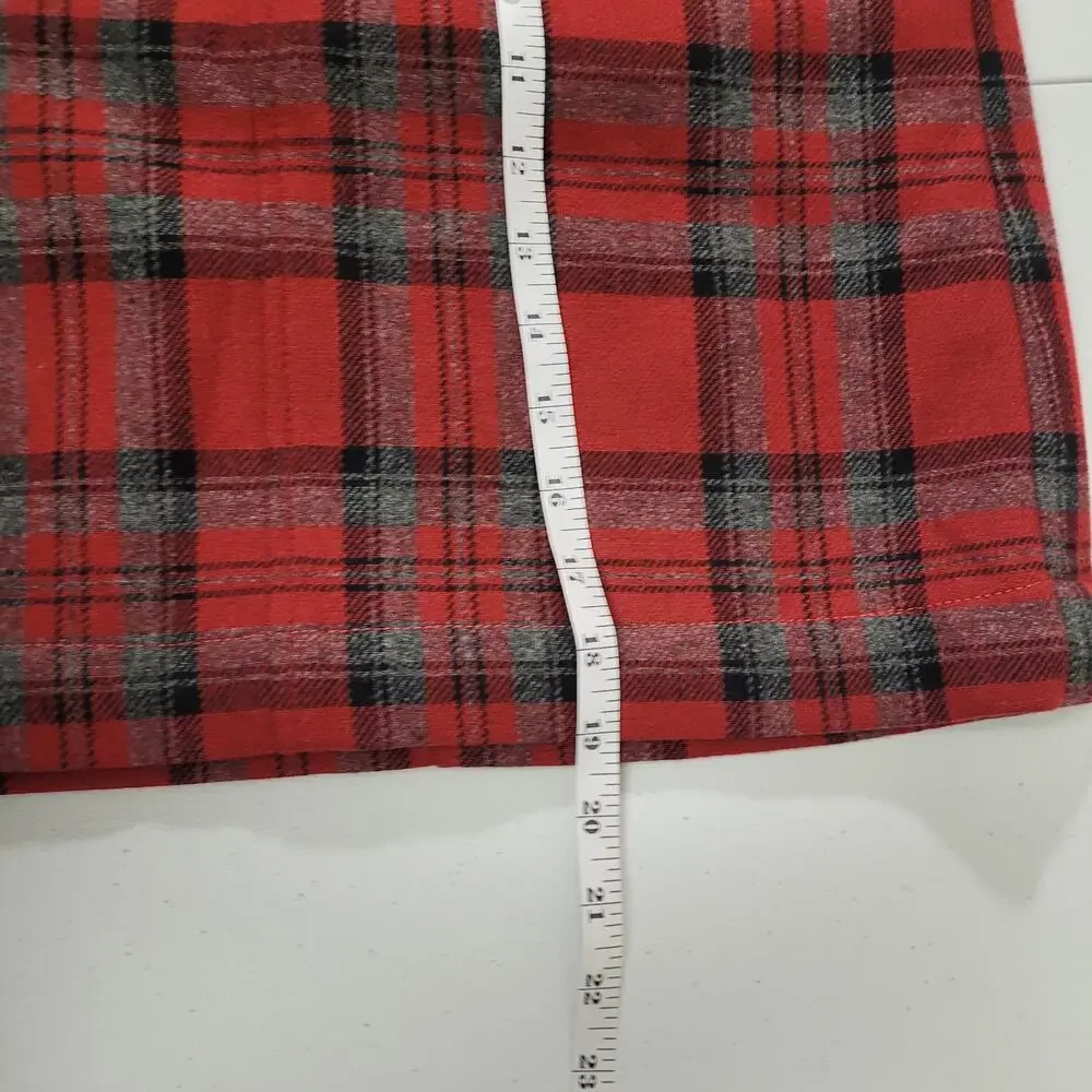 Eddie Bauer Red Plaid Skirt Size 2 100% Wool Pencil Holiday Preppy Fall School